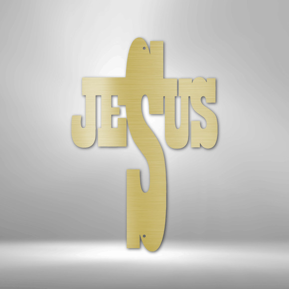 Scripture Sign Jesus Cross Steel Sign Laser Cut Powder Coated Home & Office Met